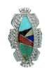 Multicolor Inlay Genuine Sterling Silver Southwestern Ring Size 7-1/4 RX86811